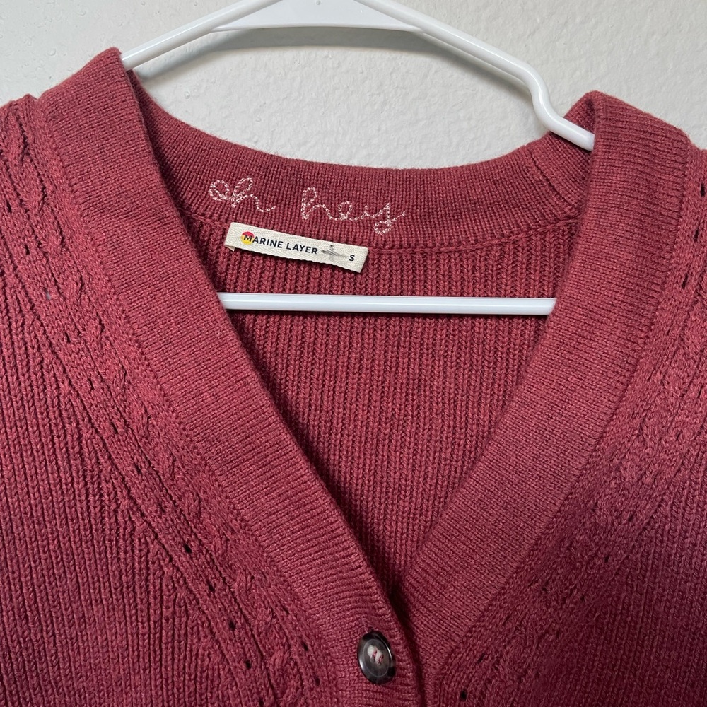 Marine Layer Women's Burgundy Button-Up Cardigan - Picture 3 of 7